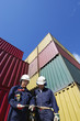 port workers and cargo containers