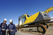 bulldozer and building workers