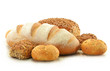 Composition with bread and rolls isolated on white