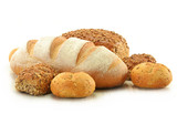 Composition with bread and rolls isolated on white