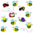Cute Cartoon Bugs and Bees