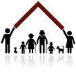 Vector: Protection people silhouette family icon Protection people silhouette family icon