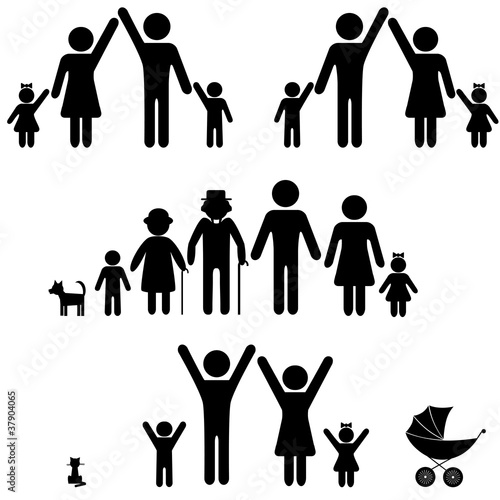 Vector: People silhouette family icon. Person vector woman, man. People silhouette family icon. Person vector woman, man.