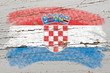 flag of Croatia on grunge wooden texture painted with chalk
