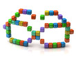 Glasses icon made of colorful cubes