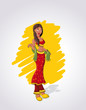 Beautiful sexy brunet cartoon indian woman