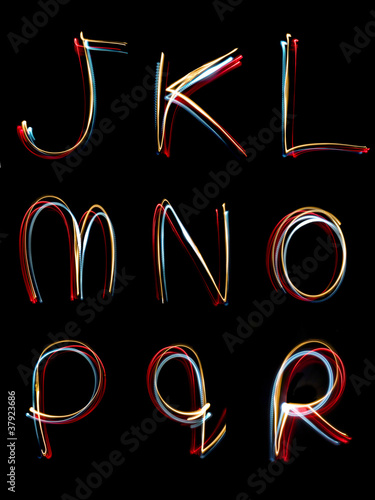 Photo: alphabet light neon writing long exposure alphabet light neon writing long exposure