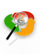 render of a three step lifecycle flow chart with magnifier