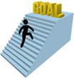 Stick figure person climb steps achieve goal