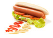 Hot dog with lettuce and tomato
