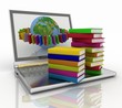3d books sitting on top of laptop isolated on white 3d books sitting on top of laptop isolated on white