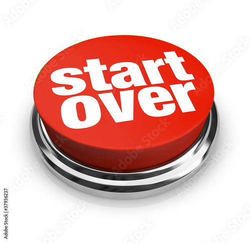 Illustration: Start Over Renewal Restart Round Red Button Start Over Renewal Restart Round Red Button