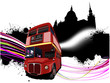 Grunge London images with double decker red bus image. Vector il Grunge London images with double decker red bus image. Vector il