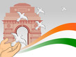 A scene of republic day with flying pigeon in front of India get
