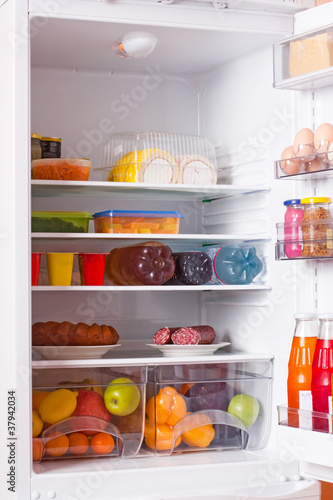 Photo: refrigerator with food refrigerator with food
