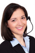 Foto: freundliche junge frau am servicetelefon freundliche junge frau am servicetelefon