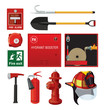 Set of firefighting equipment. Isolated on white background.