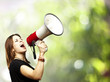 woman using megaphone