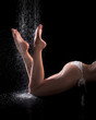 Sexy woman legs under shower
