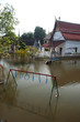 Mega floods at temple in Ayuttaya historical park,Thailand.
