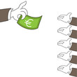 Hände, Euroscheine, Geld verteilen