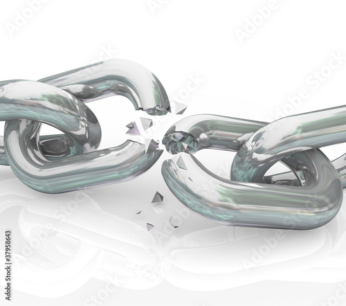 Illustration: Broken Links in Chain Separation Damaged Connection Broken Links in Chain Separation Damaged Connection