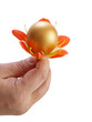 Golden Egg in a man's hand with flower Golden Egg in a man's hand with flower