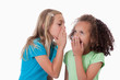Young girl whispering a secret to her friend