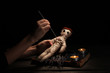 Voodoo doll girl pierced by a needle