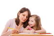 Mother helping daughter