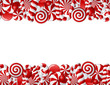 Frame made of red and white candies
