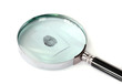 Magnifying glass and fingerprint isolated on white