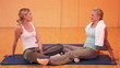 Happy girls talking in gym
