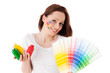 Young woman with a color guide. Young woman with a color guide.