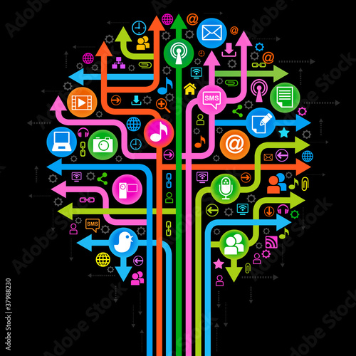 Vector: background social network tree background social network tree
