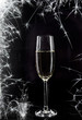 New Year's bengal fire and champagne on a black background