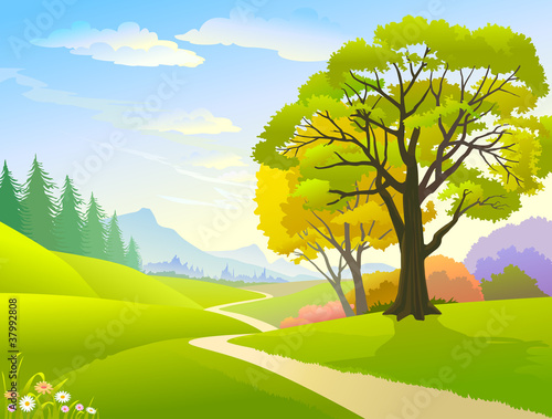 Vector: COUNTRY SIDE TREES , HILLS AND LONELY PATHWAY COUNTRY SIDE TREES , HILLS AND LONELY PATHWAY