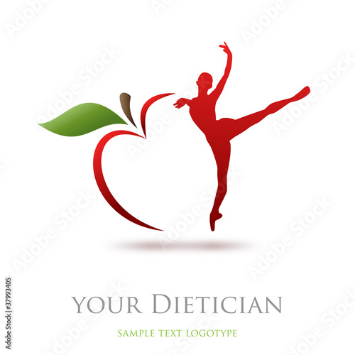 Vector: Logo diet, dietician. Dancer and apple # Vector Logo diet, dietician. Dancer and apple # Vector