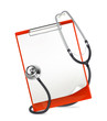 Clipboard with stethoscope
