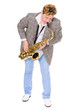 Young musician in a checkered jacket