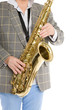 Hands musician playing the saxophone