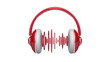 Headphones with red pulsating sound waves