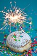 Carnival bismarck doughnut and sparkler