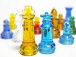Colorful chess made of glass isolated on white background