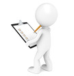 The Inspector holding a Clip Board and a Pen. Orange and Black