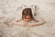 little girl on sandy beach little girl on sandy beach