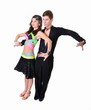 dancers in ballroom against white background