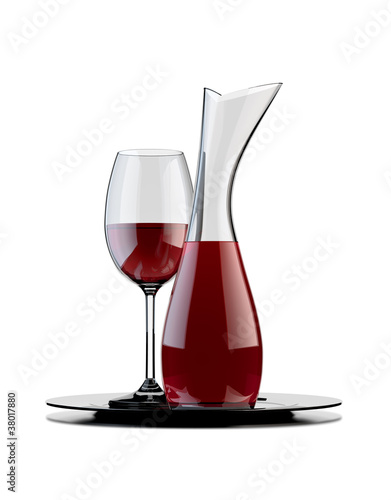 Illustration: rotwein karaffe und glas rotwein karaffe und glas