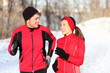 Couple running in winter