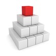Leadership concept with white cubes pyramid red leader